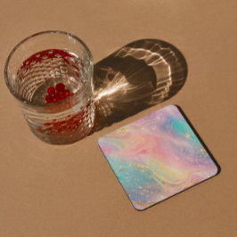 抽象芸術パステルグリッターシームレス模様 スクエアペーパーコースター