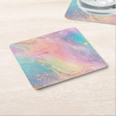 抽象芸術パステルグリッターシームレス模様 スクエアペーパーコースター (アングル)