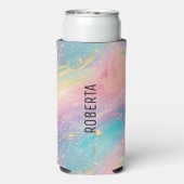 抽象芸術パステルグリッターシームレス模様 スリム缶クーラー (Seltzer裏面)