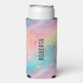 抽象芸術パステルグリッターシームレス模様 スリム缶クーラー (Seltzer正面)