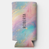 抽象芸術パステルグリッターシームレス模様 スリム缶クーラー (裏面)