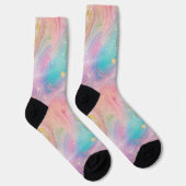 抽象芸術パステルグリッターシームレス模様 ソックス (右)