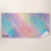 抽象芸術パステルグリッターシームレス模様 ビーチタオル (正面)