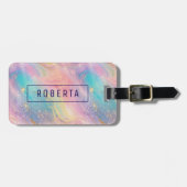 抽象芸術パステルグリッターシームレス模様 ラゲッジタグ (正面横)