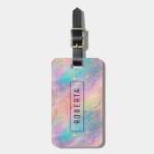 抽象芸術パステルグリッターシームレス模様 ラゲッジタグ (正面縦)