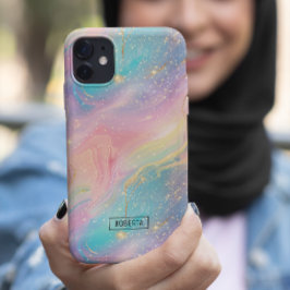 抽象芸術パステルグリッターシームレス模様 iPhone 15ケース