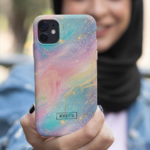 抽象芸術パステルグリッターシームレス模様 iPhone 15ケース