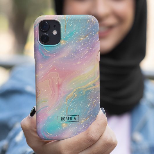 抽象芸術パステルグリッターシームレス模様 Case-Mate iPhoneケース