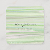 抽象芸術パステルグリーンウォーターカラー スクエア名刺 (正面)