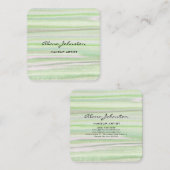 抽象芸術パステルグリーンウォーターカラー スクエア名刺 (正面/裏面)