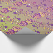 抽象芸術パステルグリーン&ピンクペイズリーフローラ ラッピングペーパー (角)