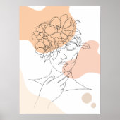 抽象芸術パステルコンテンポラリーフローラヒト顔 ポスター (正面)