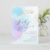 抽象芸術パステルサークル男の子ベビーシャワー招待状 招待状 (スタンド正面)