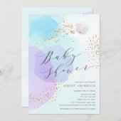 抽象芸術パステルサークル男の子ベビーシャワー招待状 招待状 (正面/裏面)