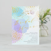 抽象芸術パステルサークル箔ブライダルシャワー箔 箔招待状 (立ち正面)