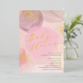 抽象芸術パステルサークル箔ベビーシャワールインビ 箔招待状 (立ち正面)
