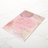 抽象芸術パステルサークル箔ベビーシャワールインビ 箔招待状 (回転した状態)