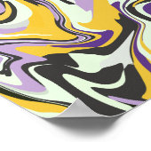 抽象芸術パステルスワール（黄色と紫） ポスター (角)