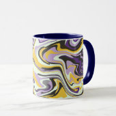 抽象芸術パステルスワール（黄色と紫） マグカップ (正面右)