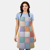 抽象芸術パステルタイル壁パターン エプロン (着用した状態)