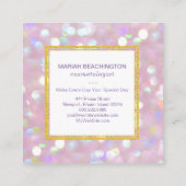 *~*抽象芸術パステルダスティバララベンダー《写真》ぼけ味ドット スクエア名刺 (裏面)