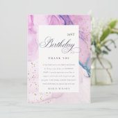 抽象芸術パステルパープルブルーティール（緑がかった色）anyエージ誕生日 サンキューカード (スタンド正面)