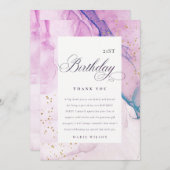 抽象芸術パステルパープルブルーティール（緑がかった色）anyエージ誕生日 サンキューカード (正面/裏面)