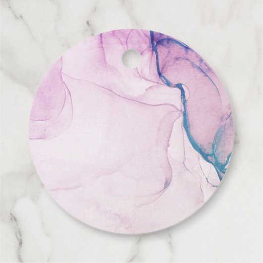 抽象芸術パステルパープルブルーティール（緑がかった色）anyエージ誕生日 フェイバータグ (裏面)