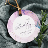 抽象芸術パステルパープルブルーティール（緑がかった色）anyエージ誕生日 フェイバータグ