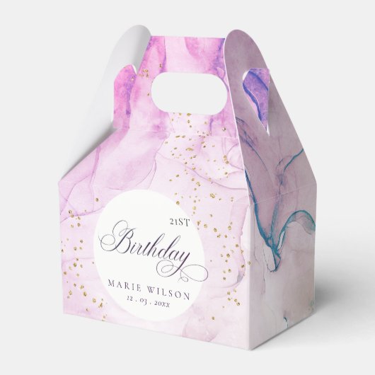 抽象芸術パステルパープルブルーティール（緑がかった色）anyエージ誕生日 フェイバーボックス (正面サイド)