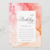 抽象芸術パステルピンクオレンジエイジ誕生日 サンキューカード (正面/裏面)