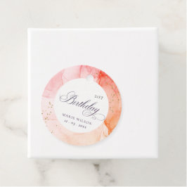 抽象芸術パステルピンクオレンジエイジ誕生日 フェイバータグ