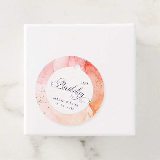 抽象芸術パステルピンクオレンジエイジ誕生日 フェイバータグ (インサイチュ)