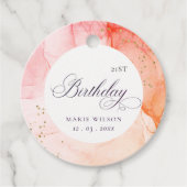 抽象芸術パステルピンクオレンジエイジ誕生日 フェイバータグ (正面)