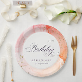 抽象芸術パステルピンクオレンジエイジ誕生日 ペーパープレート