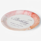 抽象芸術パステルピンクオレンジエイジ誕生日 ペーパープレート (アングル)