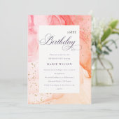抽象芸術パステルピンクオレンジエイジ誕生日 招待状 (スタンド正面)