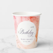 抽象芸術パステルピンクオレンジエイジ誕生日 紙コップ (裏面)