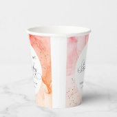 抽象芸術パステルピンクオレンジエイジ誕生日 紙コップ (右)