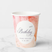 抽象芸術パステルピンクオレンジエイジ誕生日 紙コップ (正面)
