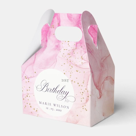 抽象芸術パステルピンクパープルエイジ誕生日 フェイバーボックス (正面サイド)