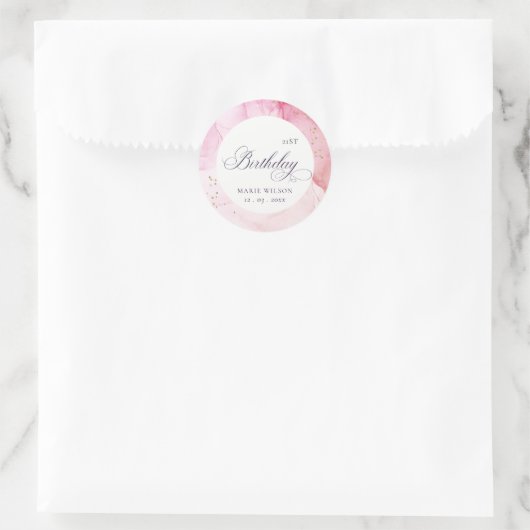 抽象芸術パステルピンクパープルエイジ誕生日 ラウンドシール (バッグ)