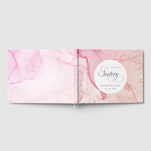 抽象芸術パステルピンクパープルスイーツ16誕生日 ゲストブック (全面)