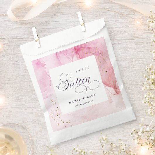 抽象芸術パステルピンクパープルスイーツ16誕生日 フェイバーバッグ (クリップ留めされた状態)