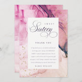 抽象芸術パステルピンクパープルネイビースウィート16誕生日 サンキューカード (正面/裏面)