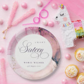 抽象芸術パステルピンクパープルネイビースウィート16誕生日 ペーパープレート (パーティー)