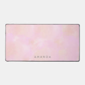 抽象芸術パステルピンクピーチウォーターカラーパーソナライズ デスクマット (正面)