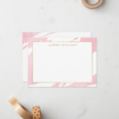 抽象芸術パステルピンクブラッシュストロークフラットノテカード ノートカード (正面/裏面インサイチュ)