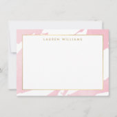 抽象芸術パステルピンクブラッシュストロークフラットノテカード ノートカード (正面)