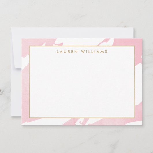 抽象芸術パステルピンクブラッシュストロークフラットノテカード ノートカード (正面)